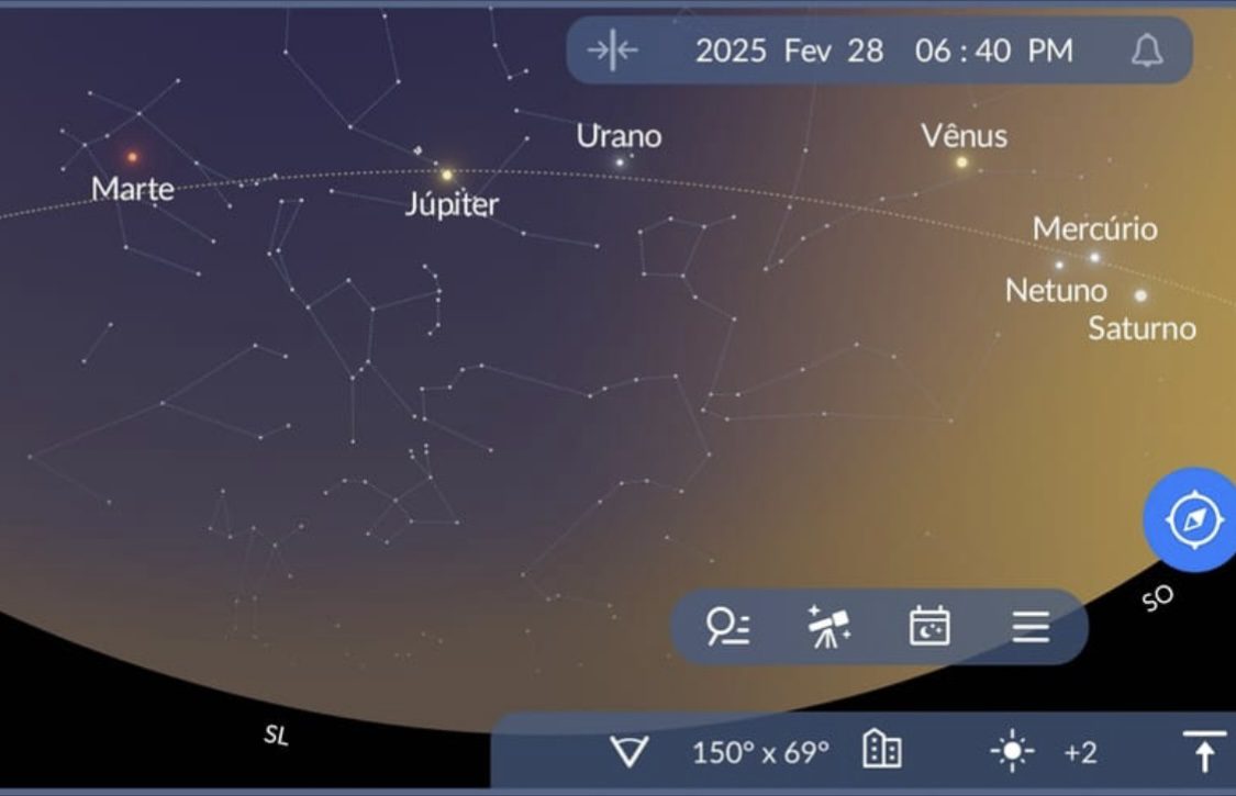Figura 13. Esquema do ceu a oeste a 28 de fevereiro 